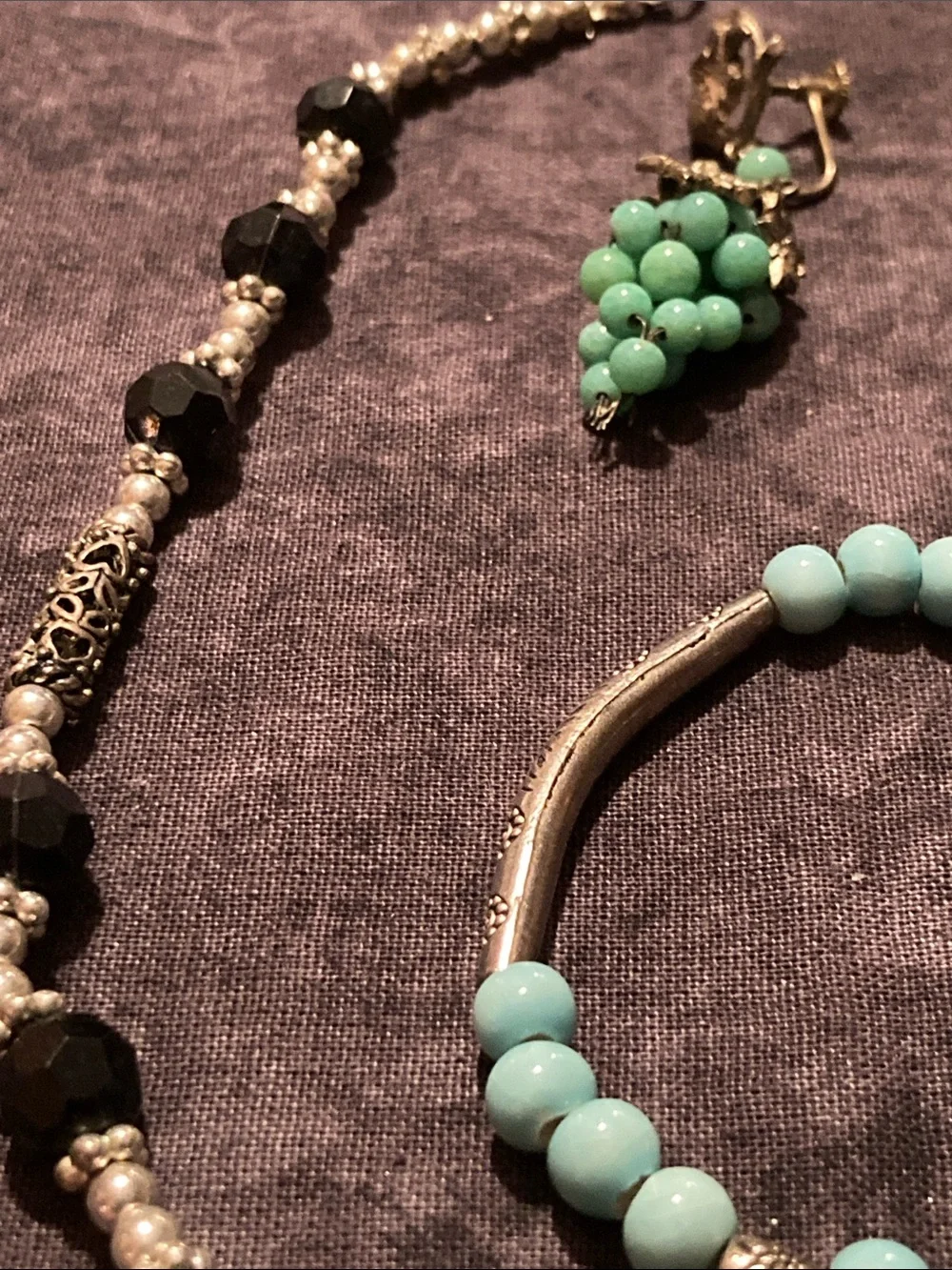 Beaded Necklace, Bracelet & Earring Set — Silver Accents Boho Style